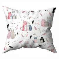 Poszewka bawełniana na poduszkę 70x80 | 432roz | biało różowa | koty pupile