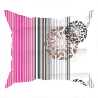 Poszewka bawełniana na poduszkę 40x80 | 427ama | biało różowa | pasy i ornament