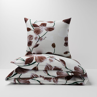 Pościel bawełniana 200x200 + poszewki na poduszkę 2*70x80 | D111beż | beżowa | kwiaty