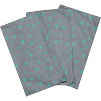 Poszewki bawełniane na jaśka 40x40 Zestaw - 3szt 188s-m | szaro-miętowe | gwiazdki