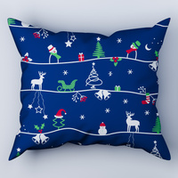 Poszewka bawełniana na poduszkę 40x60 | 327grn | granatowa | świąteczna renifery