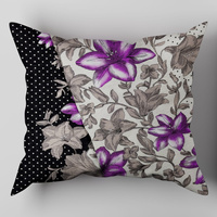 Poszewka z kory 50x60 | 018wrz | szaro wrzosowa | kwiaty
