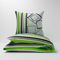 Pościel z kory 160x200 + 70x80 + 40x40 | 031s-z | szaro zielona | geometryczny