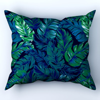 Poszewka bawełniana na poduszkę 50x80 | 044ctu | niebiesko zielona | liście egzotyczne