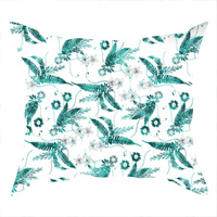 Poszewka bawełniana na jaśka 40x40  | 124zie | biało zielona | kwiat paproci