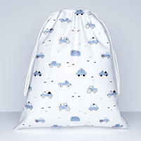 Worek szkolny na buty | 486b-n | biało niebieska | autka