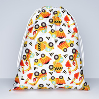 Worek szkolny na buty | 404pom | biało pomarańczowa | auta budowlane