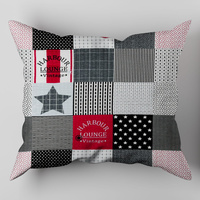 Poszewka flanela 40x40 | 190red | czarno czerwona | patchwork