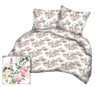 Pościel dla dziecka bawełniana 90x120 + poszewka na poduszkę 40x60 | 359bia | biała | kwiaty