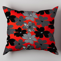 Poszewka z kory 40x40 | 384red | czerwono szara | kwiaty