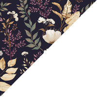 Apaszka bandamka bandana chustka | 175grn | granatowa | liście i kwiaty