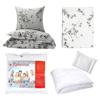 Zestaw pościeli  100x160 + 50x60 + prześcieradło we wzorze 80x160 | 237bra | biało beżowe | kwiaty