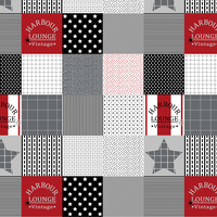 Prześcieradło na leżak do przedszkola | 190red | czarno czerwone | patchwork z gwiazdą