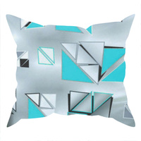 Poszewka bawełniana na jaśka 40x40 | 510trk | szaro turkusowa | wzór geometryczny