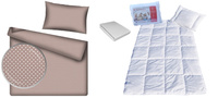 Komplet 100x160 + 40x60 + prześcieradło jersey 80x160  groszki kawowe