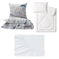 Zestaw pościeli  100x160 + 50x60 + prześcieradło jersey 80x160 | 327lis | szara | wzór zimowy lis