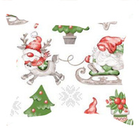 Poszewka bawełniana na jaśka 40x40 | 293Rwh | biała | świąteczna renifery