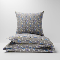 Szaro niebieska Zestaw pościeli  100x160 + 40x60 + prześcieradło we wzorze 80x160 [099szaro-nieb]