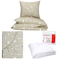 Zestaw pościeli  100x160 + 50x60 + prześcieradło we wzorze 80x160 | 486beż | beżowa | pojazdy autka