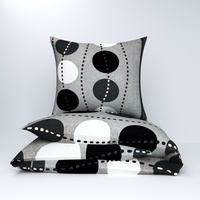 Pościel flanela 160x200 + poszewki na poduszkę 2*70x80 | 083sza | szara | wzór geometryczny koła