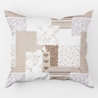 Poszewka flanela 40x40 | 137Nbe | beżowa | patchwork z sercami