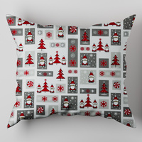 Poszewka bawełniana na jaśka 40x40 | 201Msz | kolorowa | świateczna Mikołaje