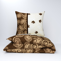 Pościel flanela 140x200 + poszewka na poduszkę 70x80 | 399bra | brązowa | kwiaty