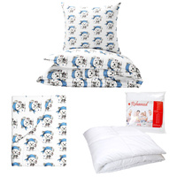 Zestaw pościeli  100x160 + 40x60 + prześcieradło we wzorze 80x160 | 135pirat | biało niebieska | piraci