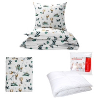 Zestaw pościeli  100x160 + 40x60 + prześcieradło we wzorze 80x160 | 081sam | biała | samoloty balony