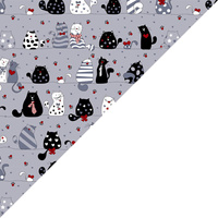 Apaszka bandamka bandana chustka | 061s-c | szaro czerwona | koty