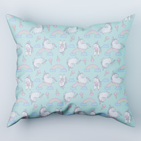 Poszewka bawełniana na jaśka 40x40 | 103miętowe | miętowa | jednorożce