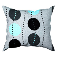 Poszewka flanela 50x60 | 083mie | szaro turkusowa | wzór geometryczny koła