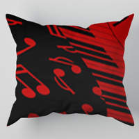 Poszewka bawełniana na poduszkę 40x70 | 275red | czerwono czarna | nutki pianino