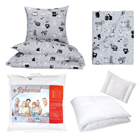 Zestaw pościeli  100x160 + 40x60 + prześcieradło we wzorze 80x160 | 112róż | szaro różowa | koty