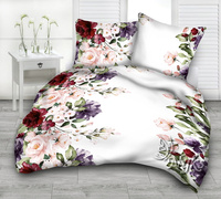 Pościel bawełniana 160x200 + 70x80 + 40x40 | 158b3D | kolorowa | kwiaty 3D