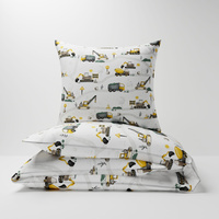Pościel bawełniana 200x220 + poszewki na poduszkę 2*70x80 | 056zol | żółta | koparki