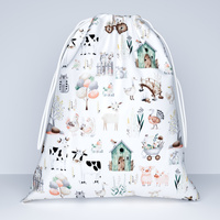 Worek na pościel do przedszkola żłobka | 081zwi | biało beżowa | farma zwierzątka