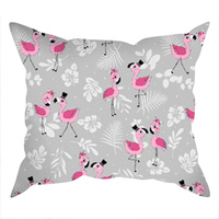 Poszewka bawełniana na jaśka 40x40 | 144szara | szara | flamingi
