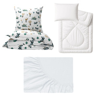 Zestaw pościeli  100x160 + 40x60 + prześcieradło jersey 80x160 | 081sam | biała | samoloty balony