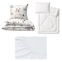 Zestaw pościeli  100x160 + 50x60 + prześcieradło jersey 80x160 | 432roz | biało różowa | koty pupile