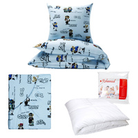 Zestaw pościeli  100x160 + 40x60 + prześcieradło we wzorze 80x160 | 062nie | niebieska | skatepark
