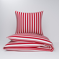 Pościel dla dziecka bawełniana 120x180 + poszewka na poduszkę 70x80 | 213red | bialo czerwona | pasy paski