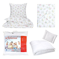 Zestaw pościeli  100x160 + 50x60 + prześcieradło we wzorze 80x160 | 121kon | biała | polne kwiaty