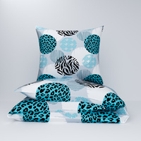 Pościel dla dziecka bawełniana 100x140 + poszewka na poduszkę 40x60 | 085s-t | szaro turkusowa | geometryczny panterka