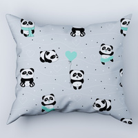 Poszewka bawełniana na jaśka 40x40 | 198Pmi | szaro miętowa | misie panda