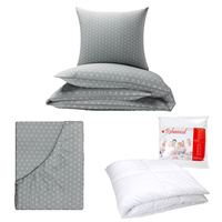 Zestaw pościeli  100x160 + 40x60 + prześcieradło we wzorze 80x160 | 485szar | szara | groszki