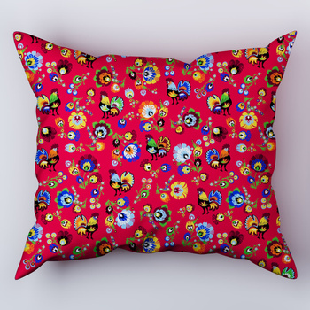 Poszewka bawełniana na poduszkę 60x70 | 991red | czerwono niebieska | folklor