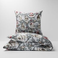 Pościel bawełniana 200x220 + poszewki na poduszkę 2*70x80 | 400Ssz | szara | skrzaty