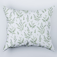 Poszewka bawełniana na poduszkę 60x70 | 102Tzi | biało zielona | trawa i liście
