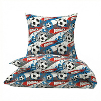 Pościel bawełniana 160x200 + 70x80 + 40x40 | 072now | niebieska | piłki futbol